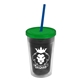 a smoke bottle & translucent green lid & translucent blue straw 16 oz double - wall insulated transparent tumbler