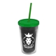 a smoke bottle & translucent green lid & translucent green straw 16 oz double - wall insulated transparent tumbler