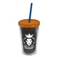 a smoke bottle & translucent orange lid & translucent blue straw 16 oz double - wall insulated transparent tumbler