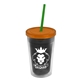a smoke bottle & translucent orange lid & translucent green straw 16 oz double - wall insulated transparent tumbler