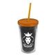 a smoke bottle & translucent orange lid & translucent orange straw 16 oz double - wall insulated transparent tumbler