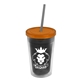 a smoke bottle & translucent orange lid & smoke straw 16 oz double - wall insulated transparent tumbler