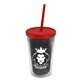 a smoke bottle & translucent red lid & translucent red straw 16 oz double - wall insulated transparent tumbler