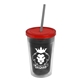 a smoke bottle & translucent red lid & smoke straw 16 oz double - wall insulated transparent tumbler