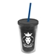 a smoke bottle & smoke lid & translucent blue straw 16 oz double - wall insulated transparent tumbler