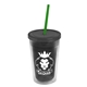 a smoke bottle & smoke lid & translucent green straw 16 oz double - wall insulated transparent tumbler