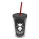 a smoke bottle & smoke lid & translucent red straw 16 oz double - wall insulated transparent tumbler