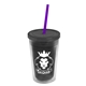 a smoke bottle & smoke lid & translucent violet straw 16 oz double - wall insulated transparent tumbler