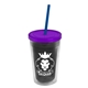 a smoke bottle & translucent violet lid & translucent blue straw 16 oz double - wall insulated transparent tumbler