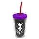 a smoke bottle & translucent violet lid & translucent red straw 16 oz double - wall insulated transparent tumbler
