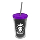 a smoke bottle & translucent violet lid & smoke straw 16 oz double - wall insulated transparent tumbler