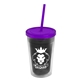 a smoke bottle & translucent violet lid & translucent violet straw 16 oz double - wall insulated transparent tumbler