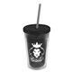 a smoke bottle & black lid & smoke straw 16 oz double - wall insulated transparent tumbler