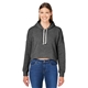 aerial view a grey triblend j america ladies triblend cropped hooded sweatshirt, image 1 of 3