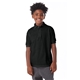 aerial view a black hanes 5.2 oz, 50/50 ecosmart(r) jersey knit polo - 054y, image 1 of 5