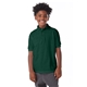 aerial view a deep forest hanes 5.2 oz, 50/50 ecosmart(r) jersey knit polo - 054y, image 1 of 4