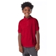aerial view a deep red hanes 5.2 oz, 50/50 ecosmart(r) jersey knit polo - 054y, image 1 of 4