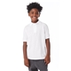 aerial view a white hanes 5.2 oz, 50/50 ecosmart(r) jersey knit polo - 054y, image 1 of 5