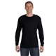 aerial view a black gildan(r) heavy cotton(tm) 5.3 oz long - sleeve t - shirt, image 1 of 6