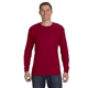 aerial view a cardinal red gildan(r) heavy cotton(tm) 5.3 oz long - sleeve t - shirt, image 1 of 6