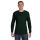 aerial view a forest green gildan(r) heavy cotton(tm) 5.3 oz long - sleeve t - shirt, image 1 of 6