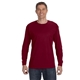 aerial view a garnet gildan(r) heavy cotton(tm) 5.3 oz long - sleeve t - shirt, image 1 of 6