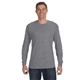aerial view a graphite heather gildan(r) heavy cotton(tm) 5.3 oz long - sleeve t - shirt, image 1 of 3