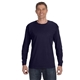 aerial view a navy gildan(r) heavy cotton(tm) 5.3 oz long - sleeve t - shirt, image 1 of 6