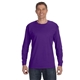 aerial view a purple gildan(r) heavy cotton(tm) 5.3 oz long - sleeve t - shirt, image 1 of 6