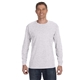 aerial view a ash grey gildan(r) heavy cotton(tm) 5.3 oz long - sleeve t - shirt, image 1 of 6