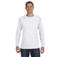 aerial view a white gildan(r) heavy cotton(tm) 5.3 oz long - sleeve t - shirt, image 1 of 6