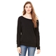 aerial view a solid black trblnd bella + canvas sponge fleece wide neck sweatshirt - 7501, image 1 of 5