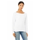 aerial view a solid white trblnd bella + canvas sponge fleece wide neck sweatshirt - 7501, image 1 of 7
