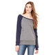 aerial view a deep hthr/ navy bella + canvas sponge fleece wide neck sweatshirt - 7501, image 1 of 6