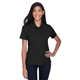 aerial view a black core 365 ladies origin performance piqu polo with pocket, image 1 of 6