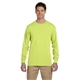 aerial view a safety green jerzees(r) 5.3 oz dri - power(r) sport long - sleeve t - shirt, image 1 of 3