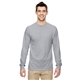 aerial view a silver jerzees(r) 5.3 oz dri - power(r) sport long - sleeve t - shirt, image 1 of 3