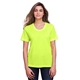 aerial view a safety yellow core 365 ladies fusion chromasoft(tm) performance t - shirt, image 1 of 6