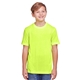 aerial view a safety yellow core 365 youth fusion chromasoft performance t - shirt, image 1 of 6