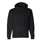 aerial view a black j america adult premium fleece pullover hood, image 1 of 3