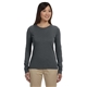 aerial view a charcoal econscious 4.4 oz, 100 organic cotton classic long - sleeve t - shirt, image 1 of 3