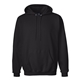 aerial view a black hanes 9.7 oz ultimate cotton(r) 90/10 pullover hood - f170, image 1 of 3
