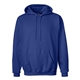 aerial view a deep royal hanes 9.7 oz ultimate cotton(r) 90/10 pullover hood - f170, image 1 of 3