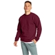 a maroon hanes 7.8 oz ecosmart(r) 50/50 fleece crew
