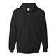 aerial view a black hanes 9.7 oz ultimate cotton(r) 90/10 full - zip hood, image 1 of 3
