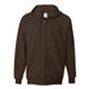 aerial view a dark chocolate hanes 9.7 oz ultimate cotton(r) 90/10 full - zip hood, image 1 of 2