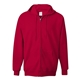 aerial view a deep red hanes 9.7 oz ultimate cotton(r) 90/10 full - zip hood, image 1 of 3