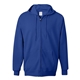 aerial view a deep royal hanes 9.7 oz ultimate cotton(r) 90/10 full - zip hood, image 1 of 3