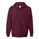 aerial view a maroon hanes 9.7 oz ultimate cotton(r) 90/10 full - zip hood, image 1 of 3