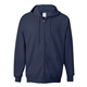 aerial view a navy hanes 9.7 oz ultimate cotton(r) 90/10 full - zip hood, image 1 of 3